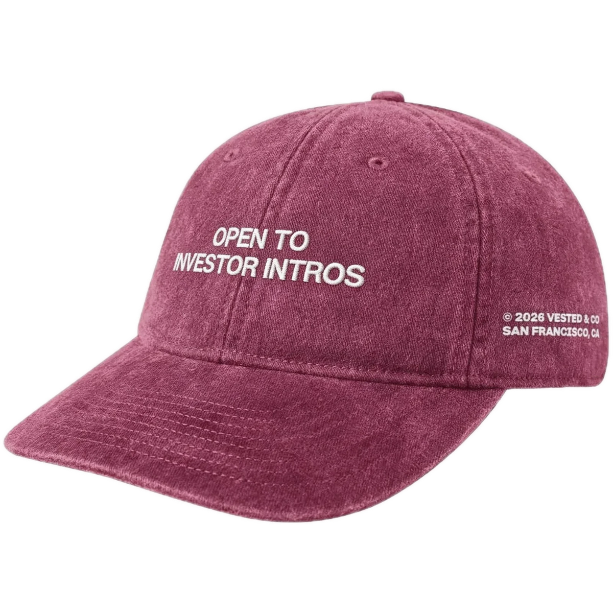 OPEN TO INVESTOR INTROS cap, Burgundy